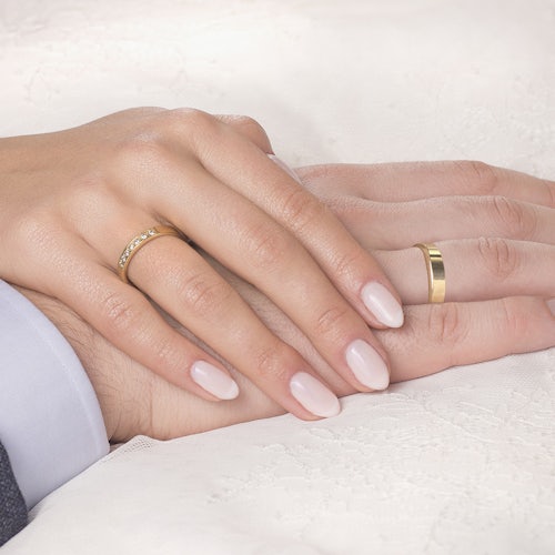 Obrączki ślubne: złote, płaskie, 3 mm